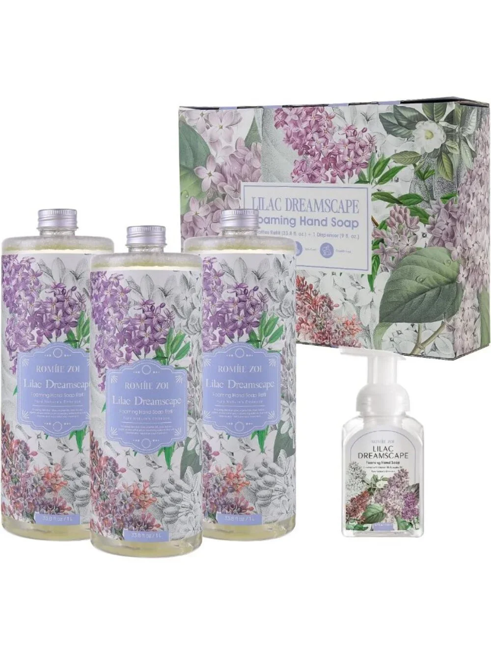 Lilac Foaming Hand Soap Refills, 33.8 Fl Oz, 3-Pack - Moisturizing & Gentle